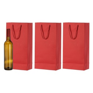 Unique Bargains Thick Kraft Paper Gold Edge Wine Gift Bags 13.7" x 7" x 3.5" 3 Pcs - 1 of 4