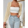 Womens Bolero Cropped Crochet Shrug Sweater Knit Cardigans with Lantern Sleeve Drop Shoulder Knit Bolero Sweater - 4 of 4
