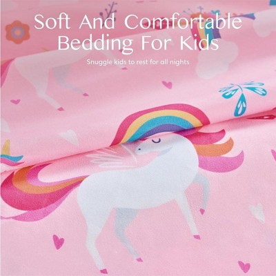 Pink Unicorn Print Microfiber Twin Sheet Set
