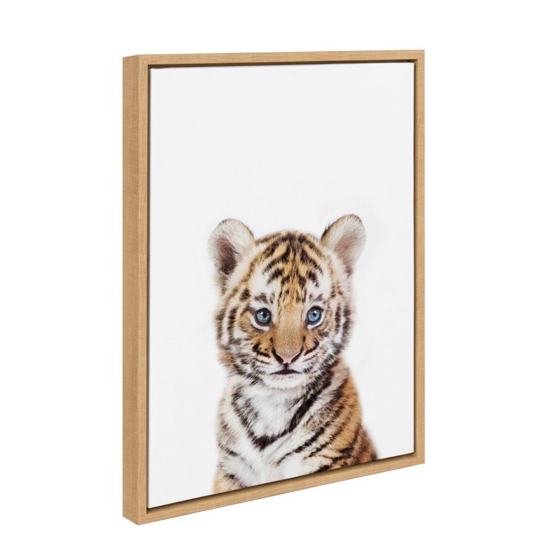 18&#34; x 24&#34; Sylvie Baby Tiger Framed Canvas Wall Art by Amy Peterson Natural - Kate and Laurel, 3 of 7