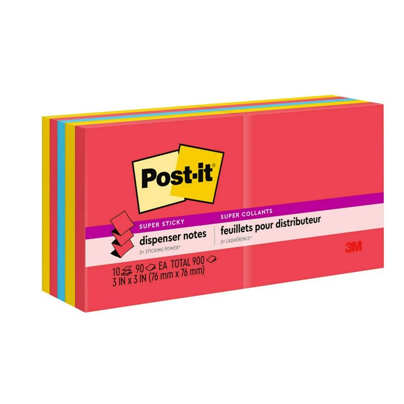 Post-it® Super Sticky Dispenser Pop-up Notes, 3 in x 3 in, Playful Primaries Collection, 10 Pads, 2 of 4
