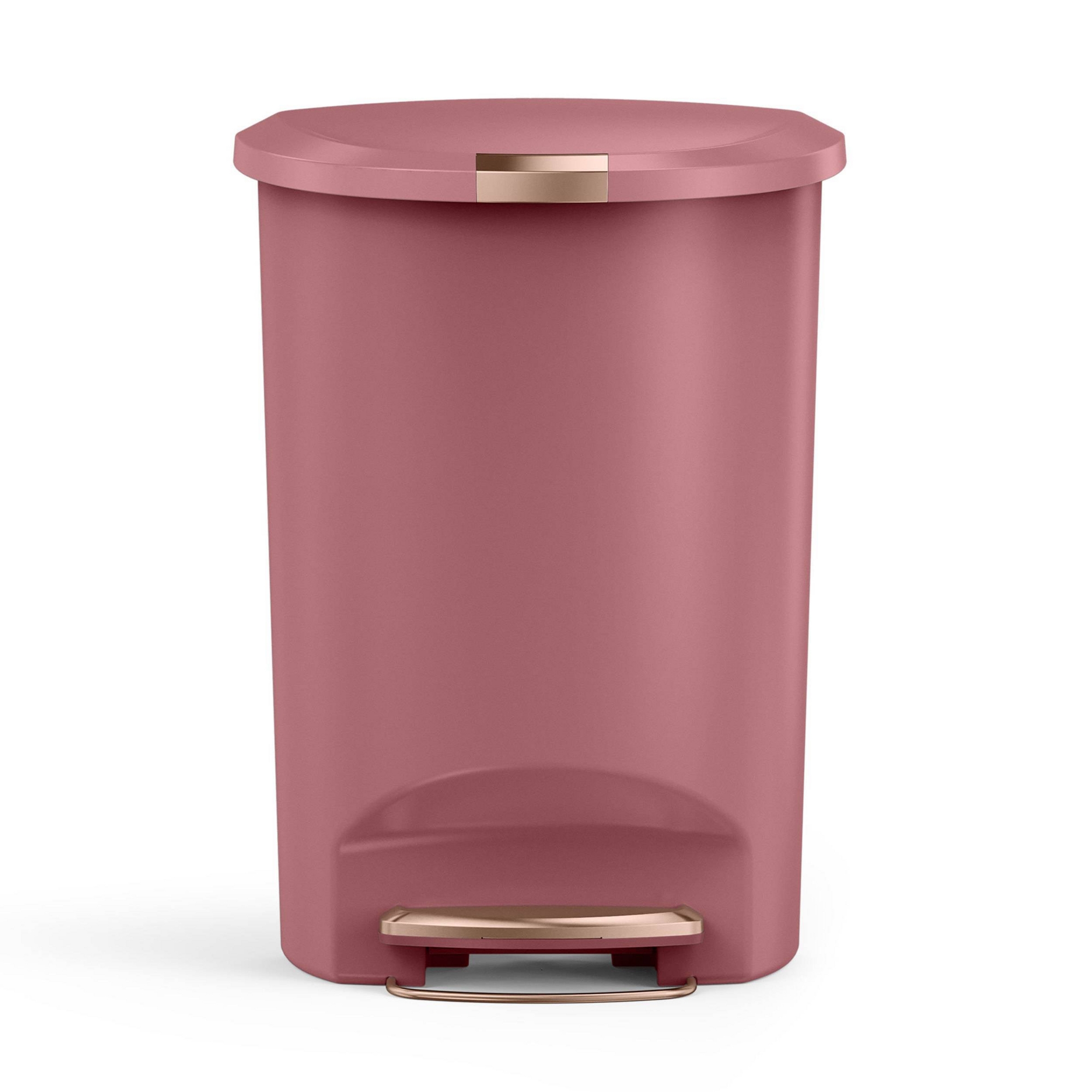 simplehuman 50L Semi-Round Plastic Step Trash Can Blush