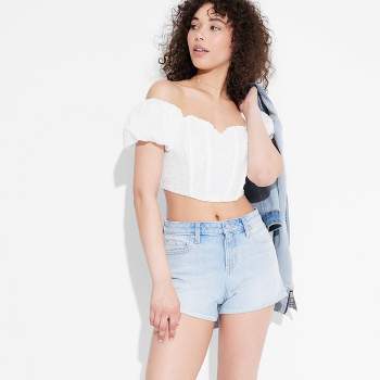 Women's High-Rise Curvy Rolled Cuff Jean Shorts - Wild Fable™
