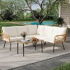 Acekool 3-Piece Wicker Patio Bistro Set with Glass Top Side Table and Cushioned Rattan Chairs for Outdoor Balcony, Porch, Backyard – Beige - 3 of 4