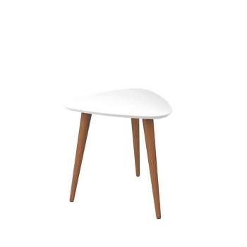 19.68" Utopia High Triangle End Table with Splayed Wooden Legs Gloss White - Manhattan Comfort