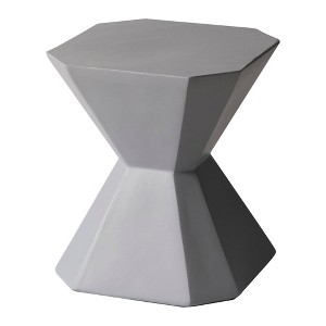 LeisureMod Modern Side Table Round Fiberstone Night Stand Marble Design Geometric Accent Table Azure Series - 1 of 4