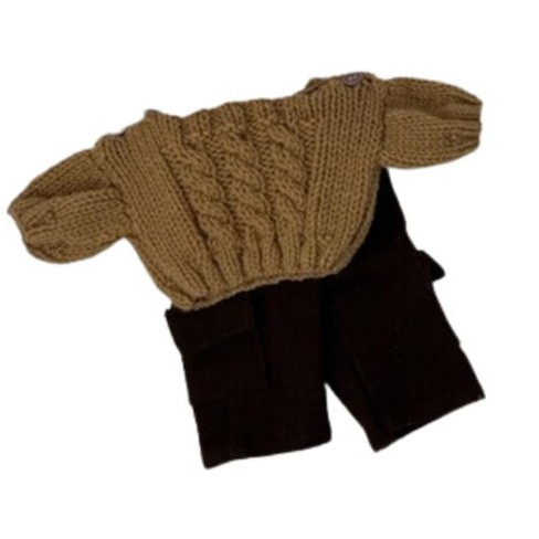18 Inch Doll Brown Hoodie Sweatshirt Brown Pleated Shorts 