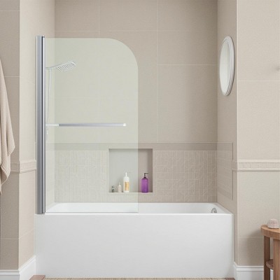 Frameless Shower Doors for Bathtub,(6mm) Thick SGCC Tempered Glass Door, Pivot Shower Door Panel for Bathroom, Matte Black