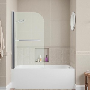 Frameless Shower Doors for Bathtub,(6mm) Thick SGCC Tempered Glass Door, Pivot Shower Door Panel for Bathroom, Matte Black - 1 of 4