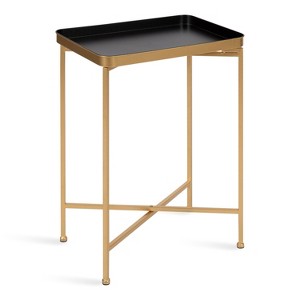 Kate and Laurel Celia Rectangle Metal Side Table, 18x12x26, Black and Gold - 1 of 4