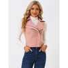 INSPIRE CHIC Women's Faux Suede Casual Sleeveless Biker Vest Jacket - 2 of 4