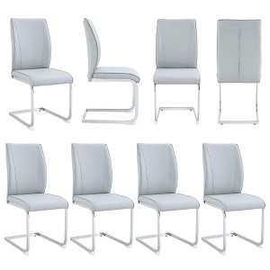 Akoasm 8-pieces Modern Dining Chair Study Chair With Arched Metal Silver Leg-Light Gray - 1 of 4