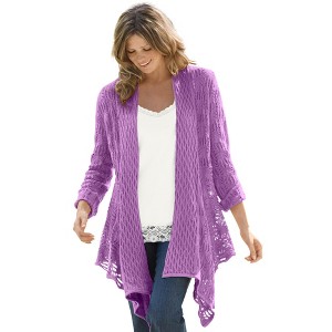 Woman Within Women's Plus Size Open Front Pointelle Cardigan - 1 of 4