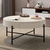 Circle Center Table with 2 Drawers, Farmhouse Round Wood Coffee Table with Storage - 3 of 4