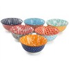 Elama Moxy 6 Piece Assorted Design 20oz Porcelain Footed Bowl Set in Blue - 2 of 4