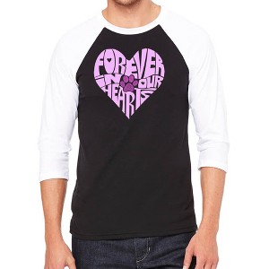 LA Pop Art Forever In Our Hearts - Men's Raglan Baseball Word Art T-Shirt - 1 of 4