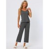 cheibear Women's Soft Cami Top and Capri Lace Trim Sleeveless Summer Pajama Set - 2 of 4