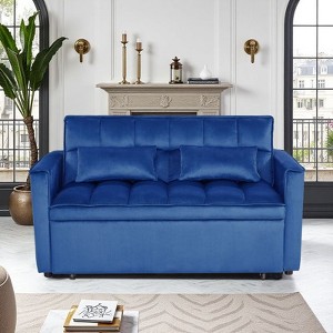 Kumasinova 54" Convertible Velvet Sofa Bed,2-Seater Pull-Out Sleeper Sofa with 3-Level Backrest Adjustment,Couches for Living Room,Apartment - 1 of 4