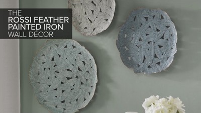 Rossi Spice Feather Textured Iron 3-Piece Wall Decor Set