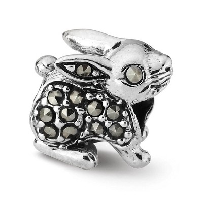 Black Bow Jewelry Sterling Silver and Marcasite Rabbit Bead Charm