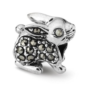 Black Bow Jewelry Sterling Silver and Marcasite Rabbit Bead Charm - 1 of 4