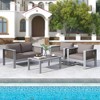 Tangkula Outdoor Rectangle Coffee Table Aluminum Side Table w/ Tempered Glass Tabletop - 4 of 4