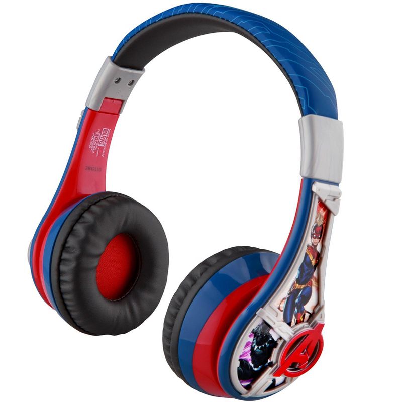 eKids Marvel Avengers Bluetooth Headphones for Kids, Over Ear Headphones with Microphone -  Blue (AV-B52.EXV22), 3 of 6
