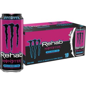 Monster Rehab Wild Berry Tea Energy, Energy Iced Tea - 15.5 Ounce (Pack of 15) - 1 of 4