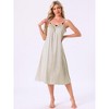 INSPIRE CHIC Women's Satin Sleeveless Pajama Dress Spaghetti Strap Silky Full Slip Midi Nightgown - 3 of 4