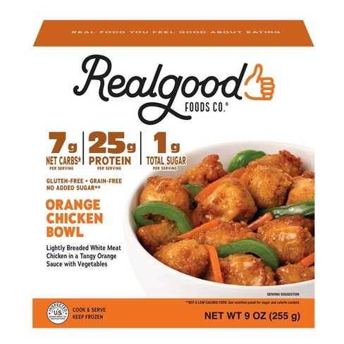 Real Good Foods Frozen Gluten Free Orange Chicken Bowl - 9oz : Target