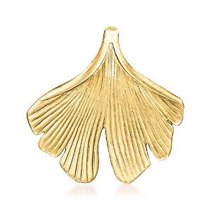 Ross-Simons 14kt Yellow Gold Satin and Polished Ginkgo Leaf Pendant Size 0.63 - 1 of 4