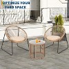 Jojoka 3 Piece Rattan Wicker Bistro Set,Modern Patio Furniture Set with 2 Rattan Chairs and Side Table for Outdoor,Brown - 2 of 4