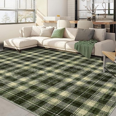 Washable Area Rug Non-Shedding & Easy Care Mat for Kitchen Dining Room Living Room Bedroom Home Decor, Modern Farmhouse Foldable Thin Non Slip Carpet