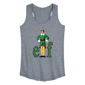 Women's ELF Christmas With Buddy Graphic Racerback Tank - Heather Grey - Large - 1 of 4