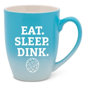 Elanze Designs Eat Sleep Dink Two Toned Ombre Matte Sky Blue and White 12 ounce Ceramic Stoneware Coffee Cup Mug - 1 of 4