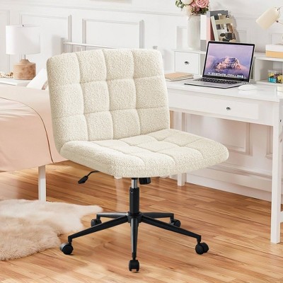 NicBex Adjustable Office Chair with Wheels,Modern Armless Computer Chair with Lumbar Support,Swivel Linen Desk Chair for Adult,Student