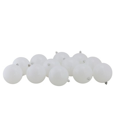 Northlight 12ct Shatterproof Shiny Christmas Ball Ornament Set 4" - White