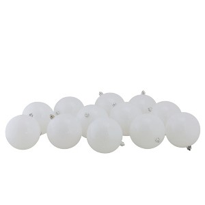 Northlight 12ct Shatterproof Shiny Christmas Ball Ornament Set 4" - White - 1 of 4
