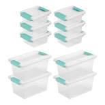 Sterilite Miniature Clip Storage Box w/ Latch Lid, 6 Pack, & Medium Clip Storage Box w/ Latch Lid, 4 Pack for Home, Office, and Workspace Organization