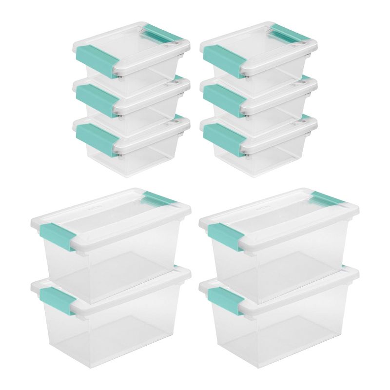 Sterilite Miniature Clip Storage Box w/ Latch Lid, 6 Pack, & Medium Clip Storage Box w/ Latch Lid, 4 Pack for Home, Office, and Workspace Organization, 1 of 7