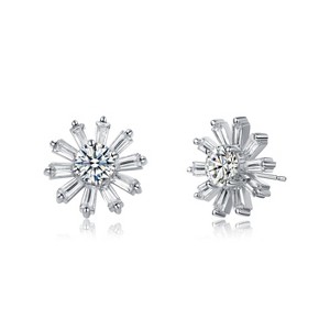 Guili Elegant Blossom Flower Earrings in White Gold Plating, A Delicate & Feminine Floral-Inspired Jewelry Piece for Graceful Everyday Wear - 1 of 3