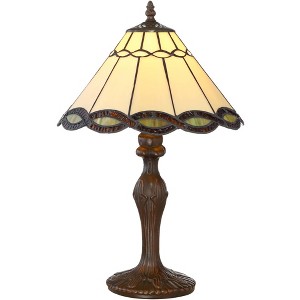 Robert Louis Tiffany Camile Traditional Accent Table Lamp 18 1/2" High Bronze Woven Art Glass Shade for Bedroom Living Room Bedside Nightstand Office - 1 of 4