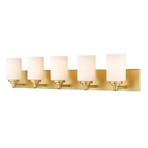 Soledad 5-Light Vanity Light - Brushed Gold Steel with White Glass Shades, Dimmable - 1 of 1
