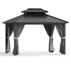 Outdoor Patio Gazebo - Aluminum Alloy + Iron Plate, Aluminum Double Roof Eaves, 10x12FT - 1 of 4