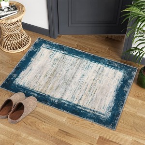 Modern Bordered Area Rugs for Bedroom Machine Washable Living Room Rug - 1 of 4