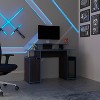 Vynxaria Modern Gaming Desk - 1 Door (Concealed Storage), 6 Shelves, Black Wengue / Blue Edge, Compact Design - 4 of 4