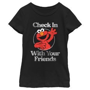 Girl's Sesame Street Elmo Check In With Your Friends T-Shirt - 1 of 4