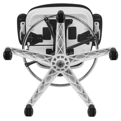 ErgoFlex Black Mesh Drafting Chair with Adjustable Arms and White Frame