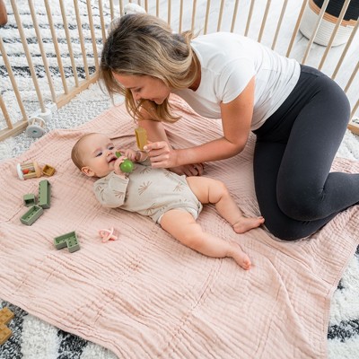 Blush Muslin Cotton Baby Blanket with 6-Layer Plush Softness