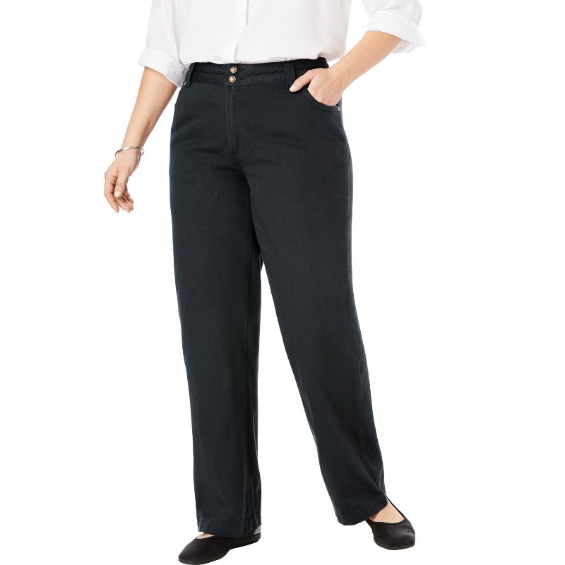 Woman Within Women's Plus Size Petite Perfect Cotton Wide-Leg Jean, 1 of 3